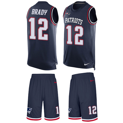 Nike Patriots #12 Tom Brady Navy Blue Team Color Men's Stitched NFL Limited Tank Top Suit Jersey - Click Image to Close